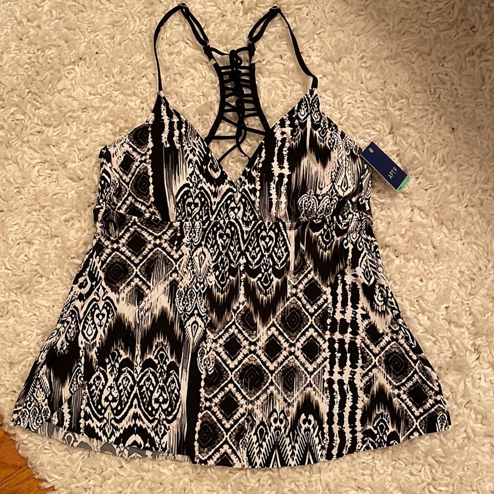 Black & White Halter Tankini